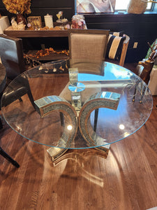 Rhinestone Base, Round Glass Top Dining Table