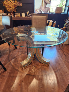 Rhinestone Base, Round Glass Top Dining Table