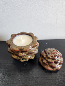 Scented Candle in Ceramic Pinecone Holder