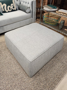 Gray Fabric Square Ottoman