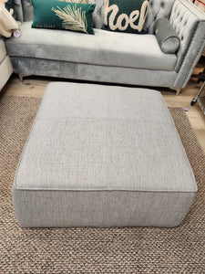 Gray Fabric Square Ottoman