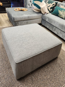 Gray Fabric Square Ottoman