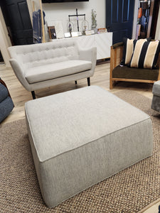 Gray Fabric Square Ottoman