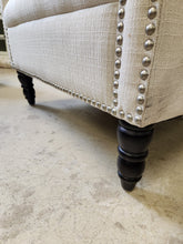 Load image into Gallery viewer, White Tufted Barrel Chair w/ Nailhead Accents
