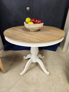 White Wooden Pedestal Dining Table