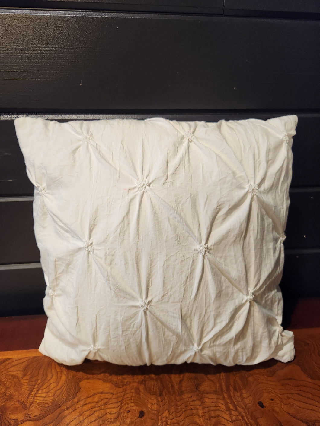 White Tufted Square Throw Pillow