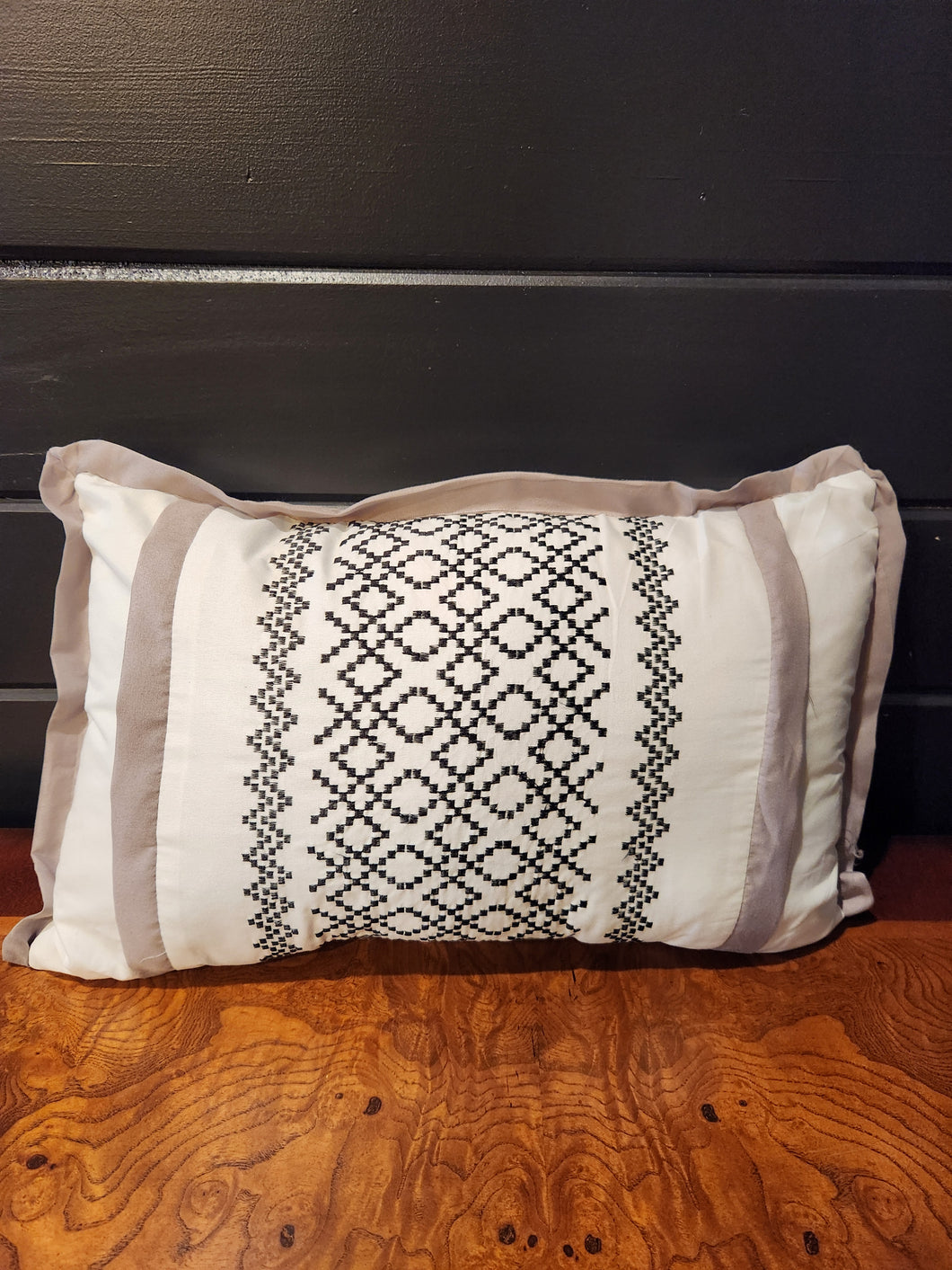 Gray, White and Black Throw Pillow