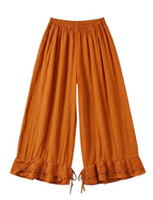 Load image into Gallery viewer, Wide Leg Cotton Pants W/Eyelet Embroidery
