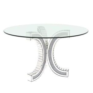 Rhinestone Base, Round Glass Top Dining Table