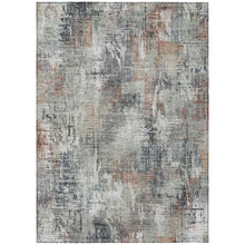 Load image into Gallery viewer, 2x8 Taupe Gray And Copper Abstract Washable Indoor Outdoor Area Rug
