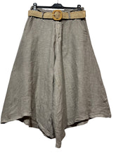 Load image into Gallery viewer, Cropped linen culottes with braided belt
