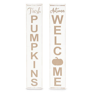 Vertical Wood Engraved Fall Wall Signs