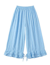 Load image into Gallery viewer, Wide Leg Cotton Pants W/Eyelet Embroidery
