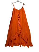 Load image into Gallery viewer, Long Asymmetric Linen Dress W/Ruffles
