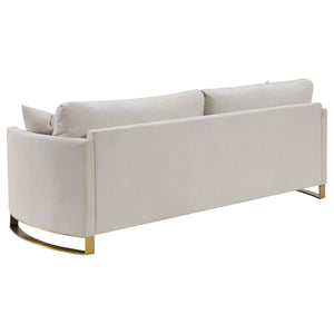 Cream Curved Standard Sofa w/ Gold Legs