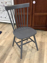 Load image into Gallery viewer, Gray Wooden Spindle-Back Dining Chair
