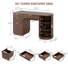 Load image into Gallery viewer, Mid Century Modern Fluted Executive Desk
