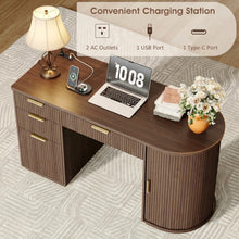 Load image into Gallery viewer, Mid Century Modern Fluted Executive Desk
