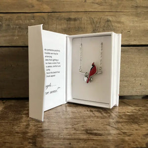 Cardinal with Hearts Necklace