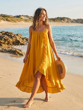 Load image into Gallery viewer, Long Asymmetric Linen Dress W/Ruffles
