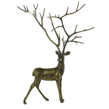 Load image into Gallery viewer, Brass Stag (Deer) Statue, Antique Gold Finish
