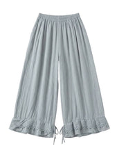 Load image into Gallery viewer, Wide Leg Cotton Pants W/Eyelet Embroidery
