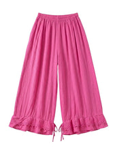 Load image into Gallery viewer, Wide Leg Cotton Pants W/Eyelet Embroidery

