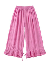 Load image into Gallery viewer, Wide Leg Cotton Pants W/Eyelet Embroidery
