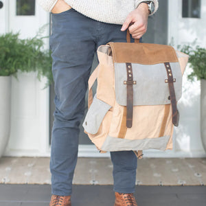 Canvas Backpack with Leather