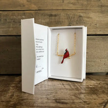 Load image into Gallery viewer, Cardinals On A Gold Tone Branch Necklace
