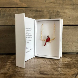 Cardinals On A Gold Tone Branch Necklace