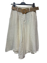 Load image into Gallery viewer, Cropped linen culottes with braided belt
