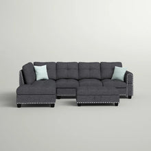 Load image into Gallery viewer, Sciortino 97.2&quot; Wide Dark Gray Linen Corner Sectional with Ottoman
