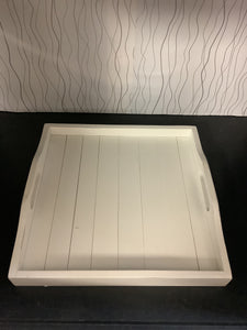 Square White Wooden Tray w/ Handles