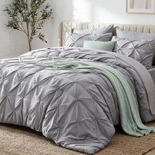 Load image into Gallery viewer, Full Size Gray Pinch Pleat Comforter with Sheets
