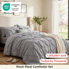 Load image into Gallery viewer, Full Size Gray Pinch Pleat Comforter with Sheets
