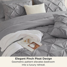 Load image into Gallery viewer, Full Size Gray Pinch Pleat Comforter with Sheets
