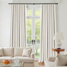 Load image into Gallery viewer, Beige Faux Linen Thermal 100% Blackout Curtains, Set of 2
