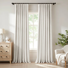 Load image into Gallery viewer, Beige Faux Linen Thermal 100% Blackout Curtains, Set of 2
