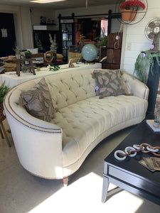 Cream Curved Nailhead Couch