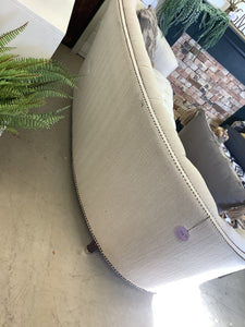 Cream Curved Nailhead Couch