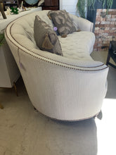 Load image into Gallery viewer, Cream Curved Nailhead Couch
