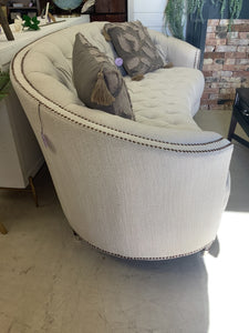 Cream Curved Nailhead Couch