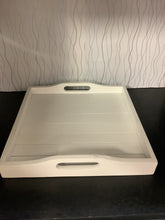 Load image into Gallery viewer, Square White Wooden Tray w/ Handles
