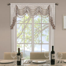Load image into Gallery viewer, Elegant Swag Valance with Tassels, Beige Jacquard Waterfall Valance, Window Treatment 1 Panel
