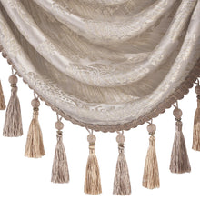 Load image into Gallery viewer, Elegant Swag Valance with Tassels, Beige Jacquard Waterfall Valance, Window Treatment 1 Panel

