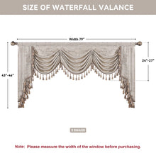 Load image into Gallery viewer, Elegant Swag Valance with Tassels, Beige Jacquard Waterfall Valance, Window Treatment 1 Panel
