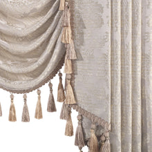 Load image into Gallery viewer, Elegant Swag Valance with Tassels, Beige Jacquard Waterfall Valance, Window Treatment 1 Panel
