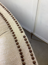 Load image into Gallery viewer, Cream Curved Nailhead Couch
