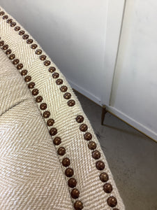 Cream Curved Nailhead Couch